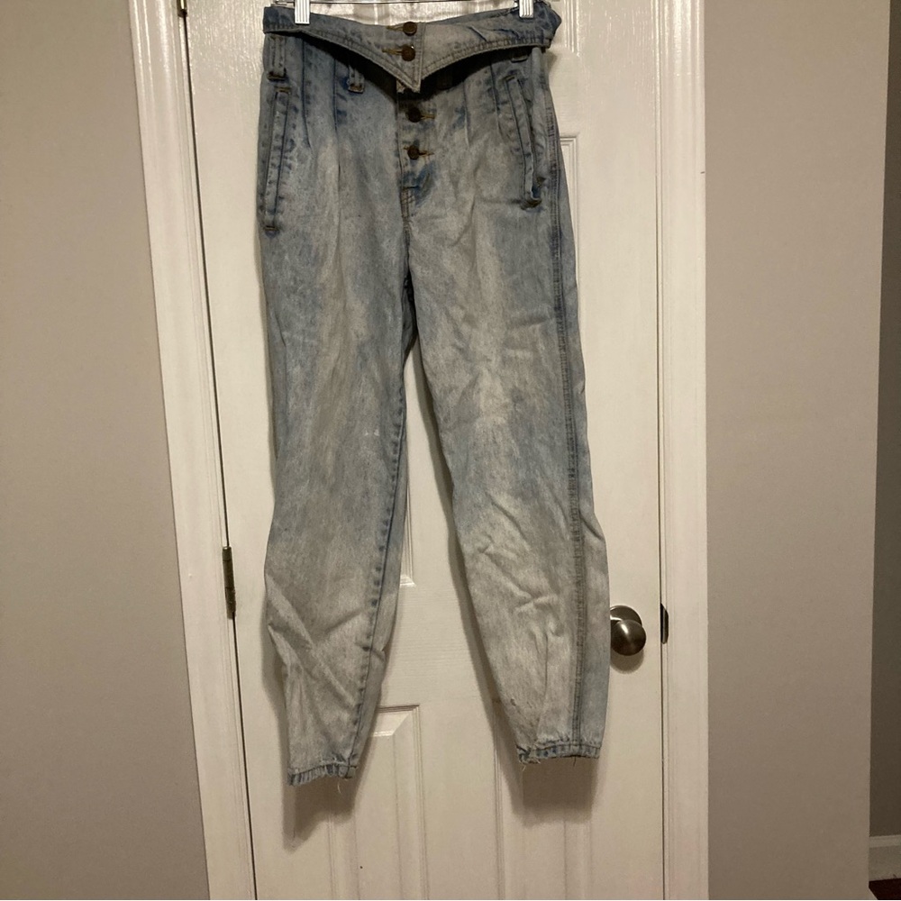 Vintage 1980s Limited Express Acid Wash Foldover Waistband High Waist Jeans